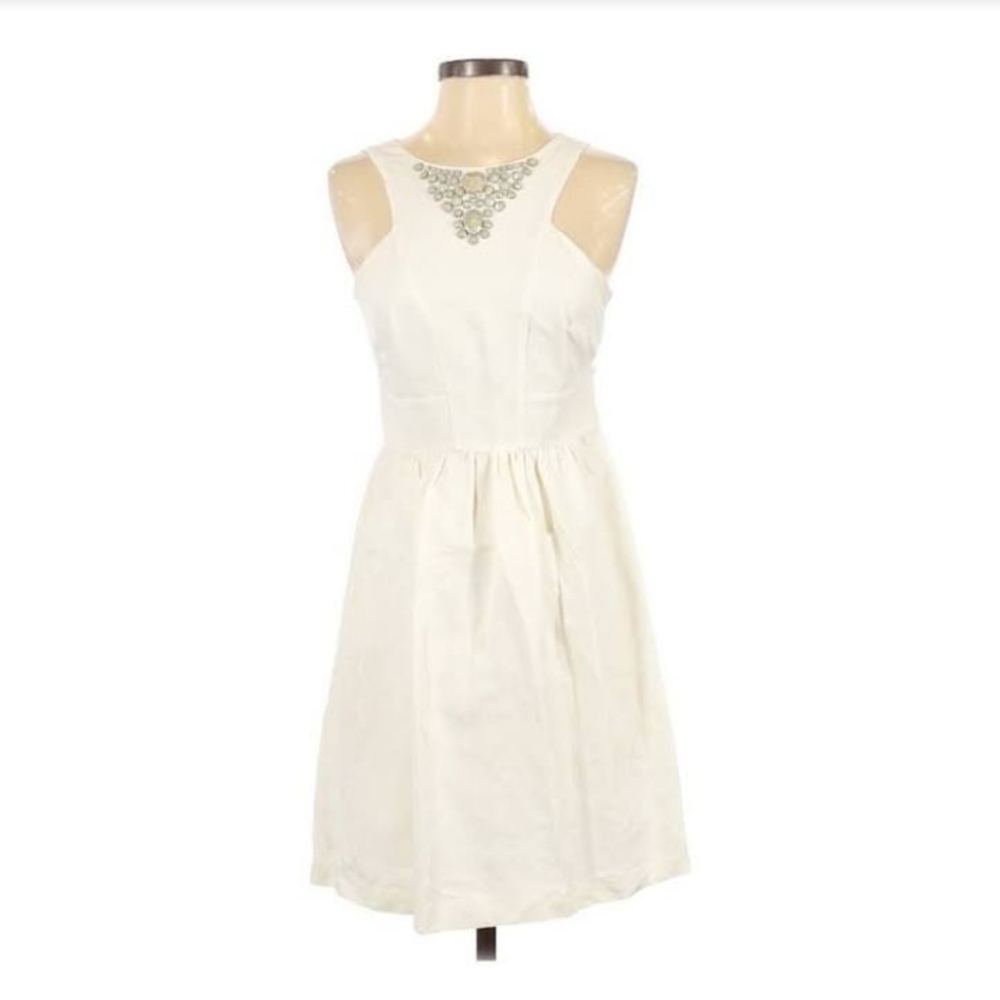 Kensie Casual Ivory Embelished A-line Midi dress